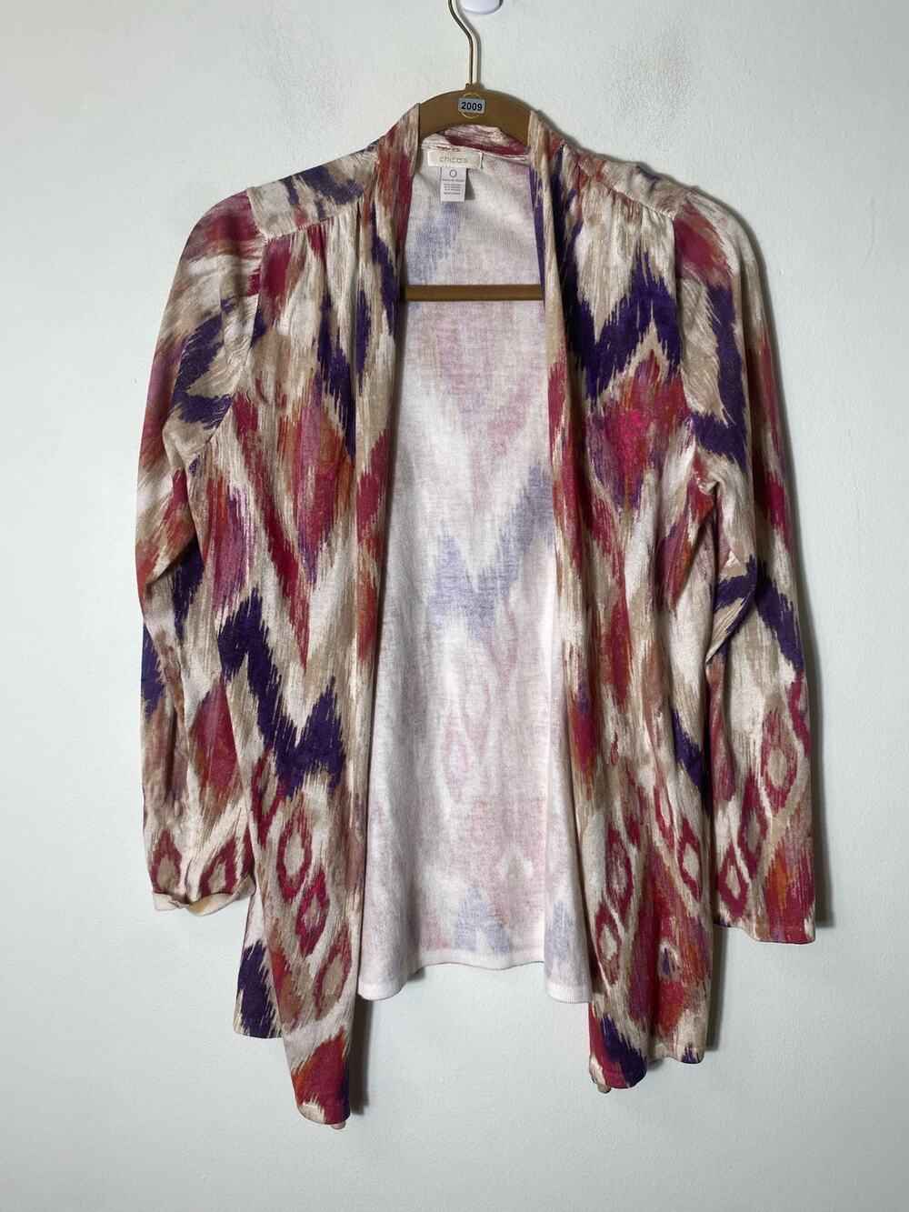 Chico's Off White Long Sleeve Cardigan Sweater Sz 0